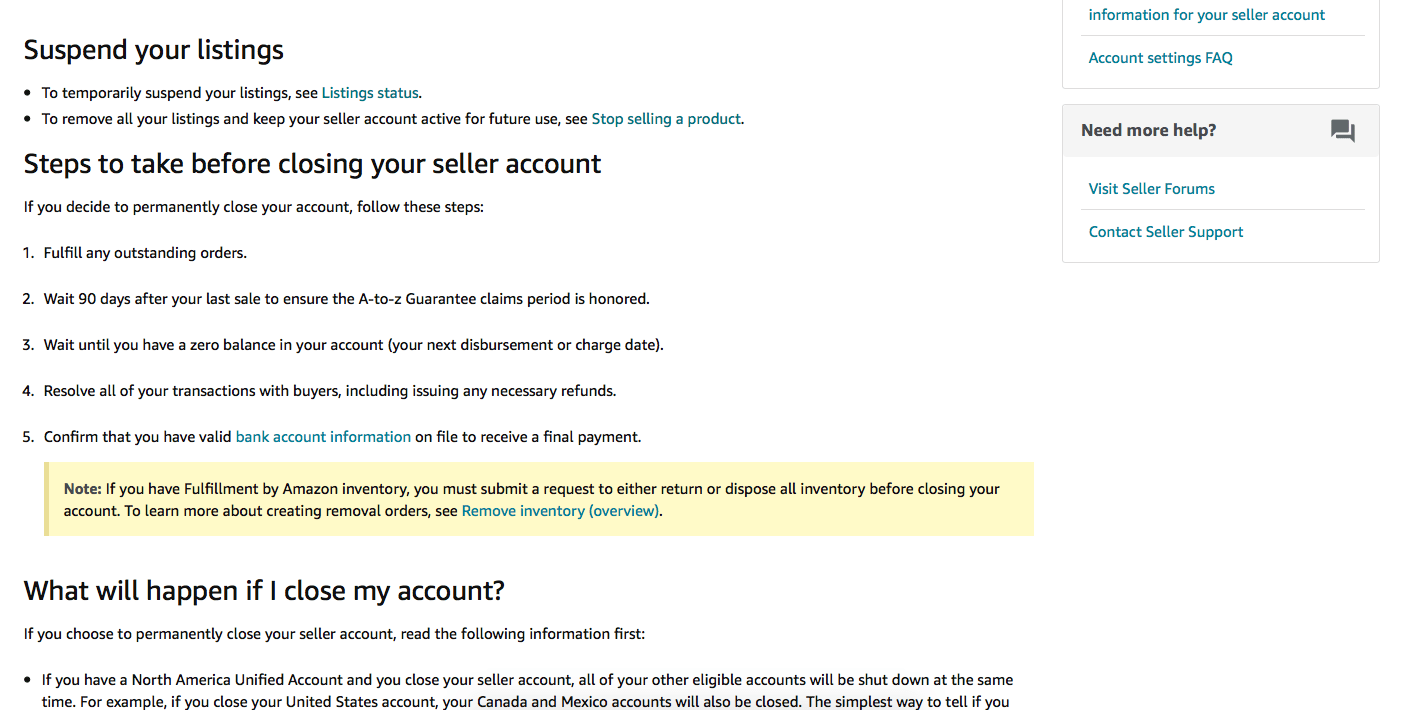 How to close your  seller account